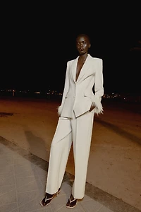 BLAZER WITH FEATHER CUFFS
