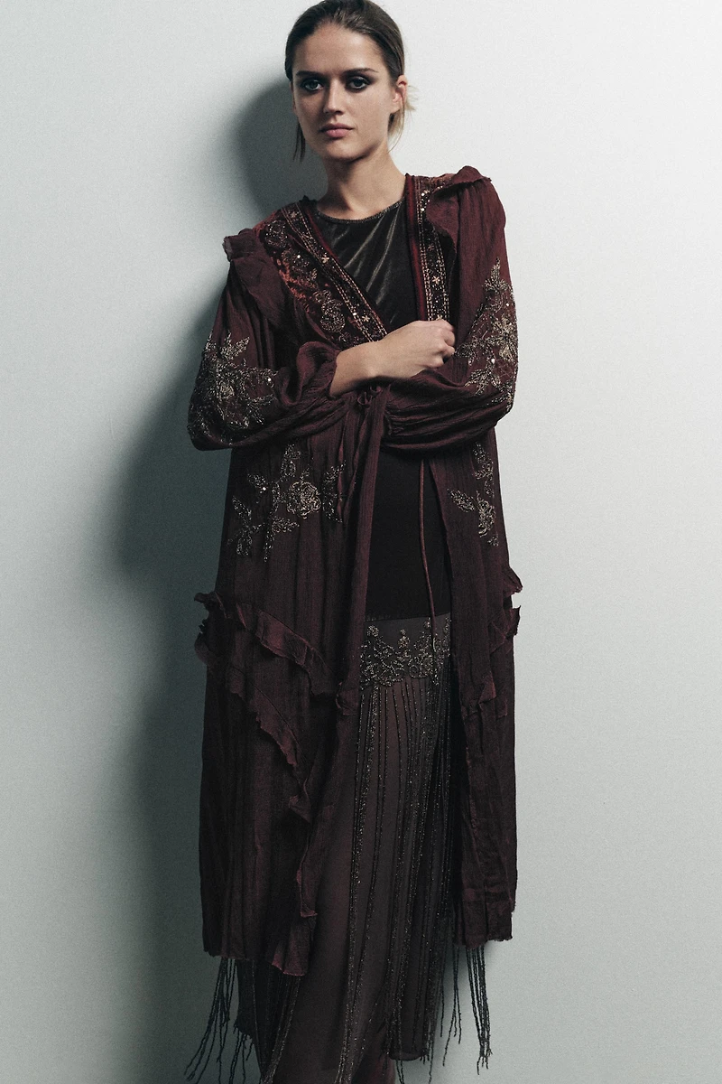 TOP BIMATIÈRE EN CRÊPE GEORGETTE À PAILLETTES