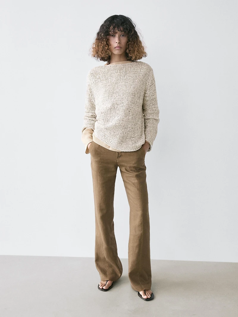 Boat neck knit sweater