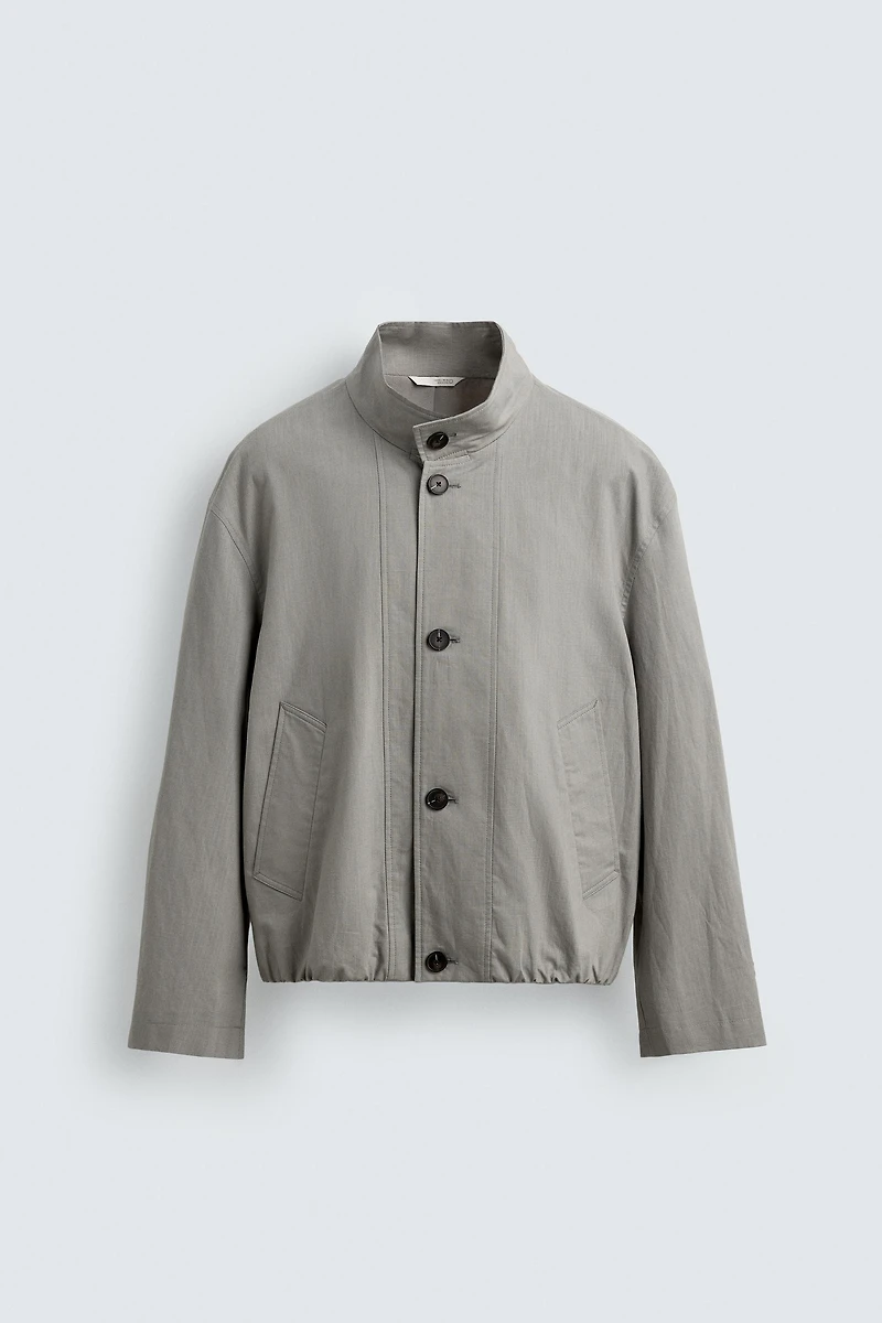 RELAXED FIT CHECKED TEXTURED JACKET