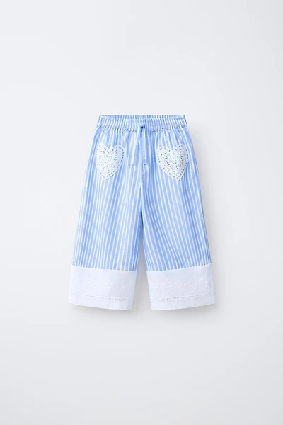 CROCHET HEART STRIPED PANTS