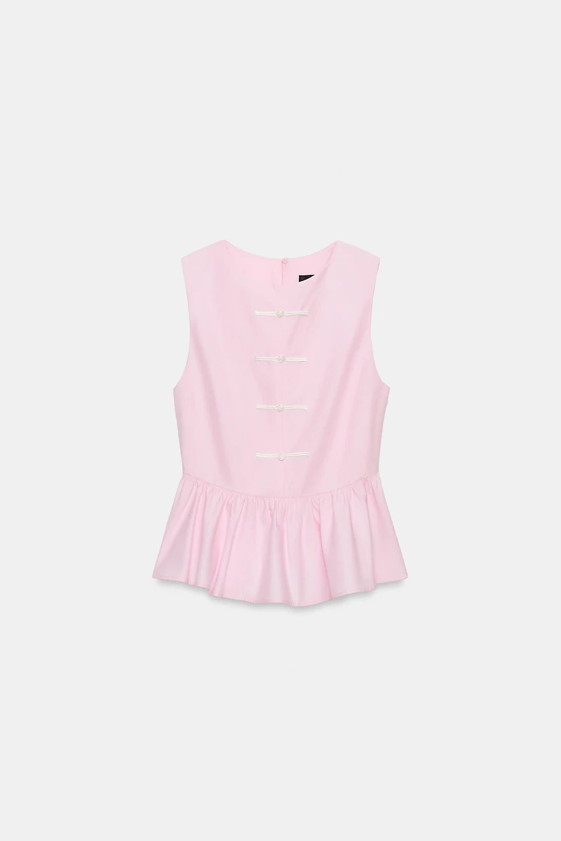 PEPLUM TOP WITH FIREMAN CLASPS