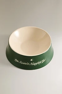 CHRISTMAS STONEWARE PET FOOD BOWL