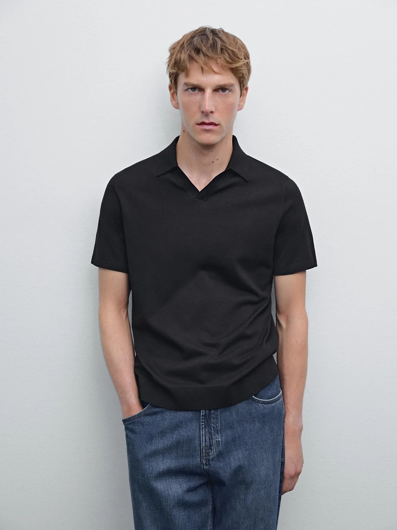 Polo en maille de coton à manches courtes