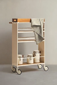 METAL AND WOOD STORAGE CART