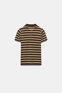 STRIPED POLO NECK TOP