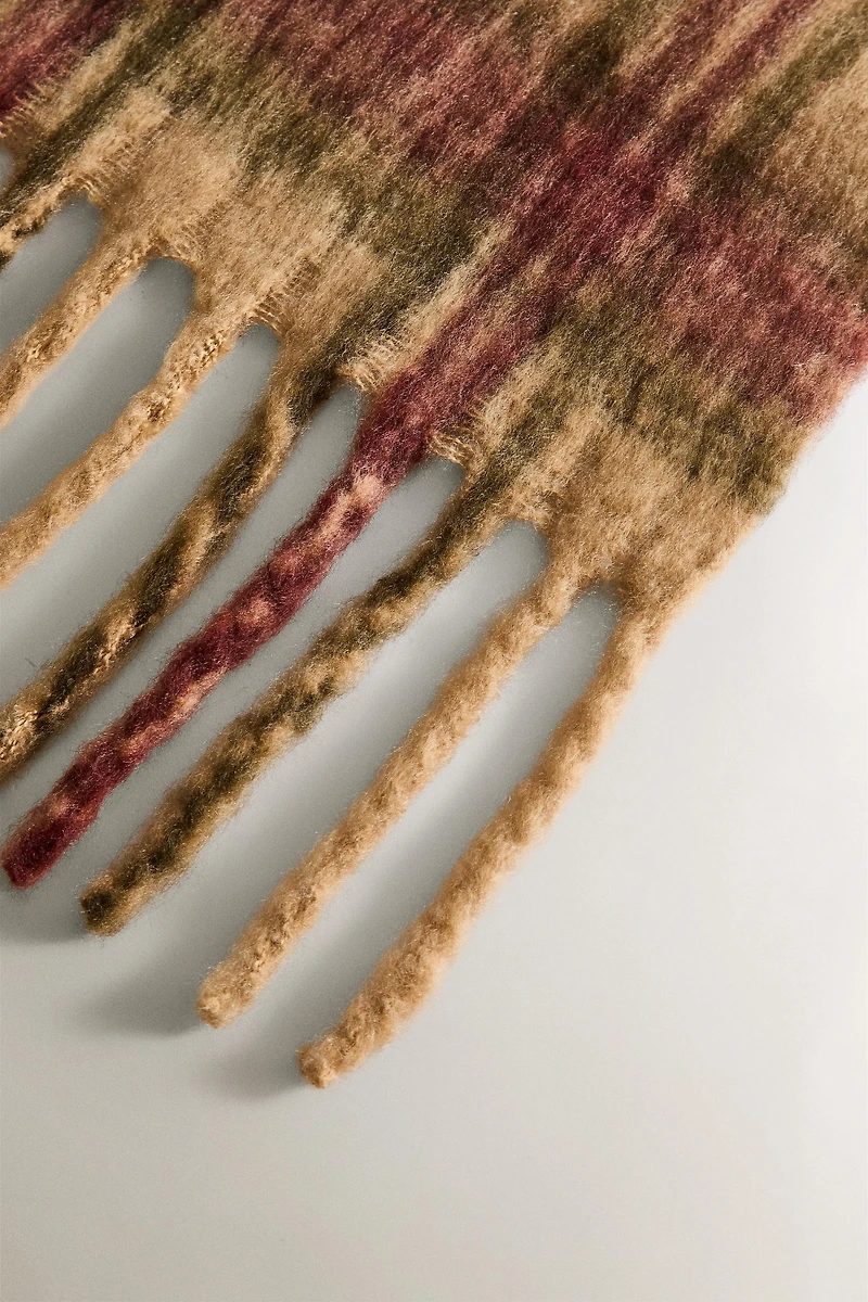 SOFT CHECK BLANKET WITH FRINGING