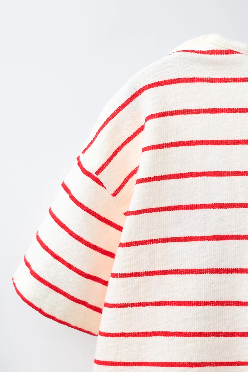 T-SHIRT À RAYURES BRODERIE CRABE