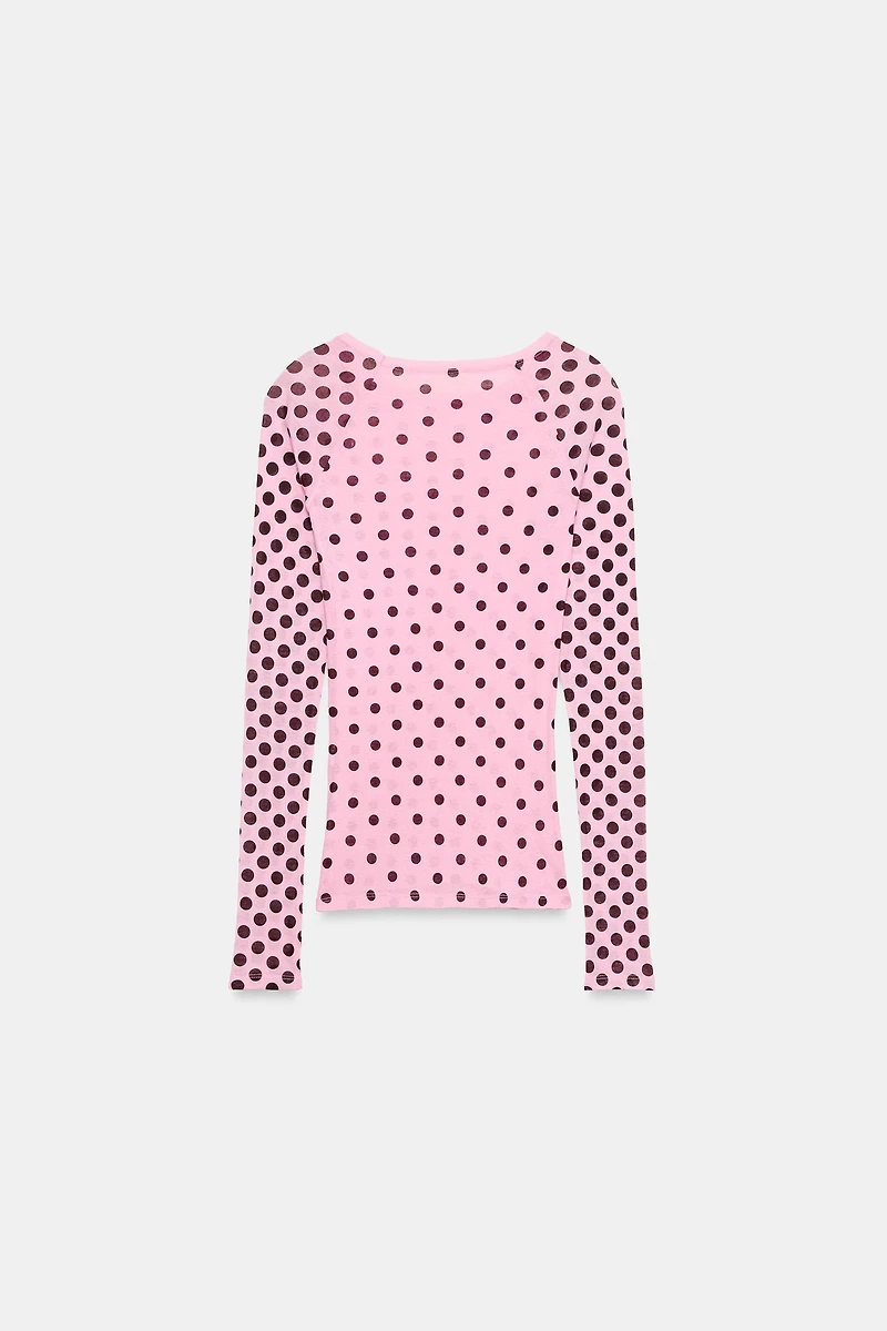 T-SHIRT SUPIMA® MANCHES LONGUES À POIS
