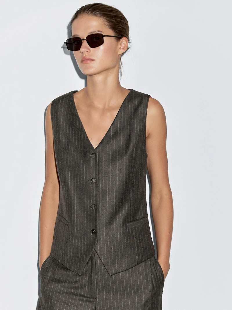 100% wool pinstripe waistcoat
