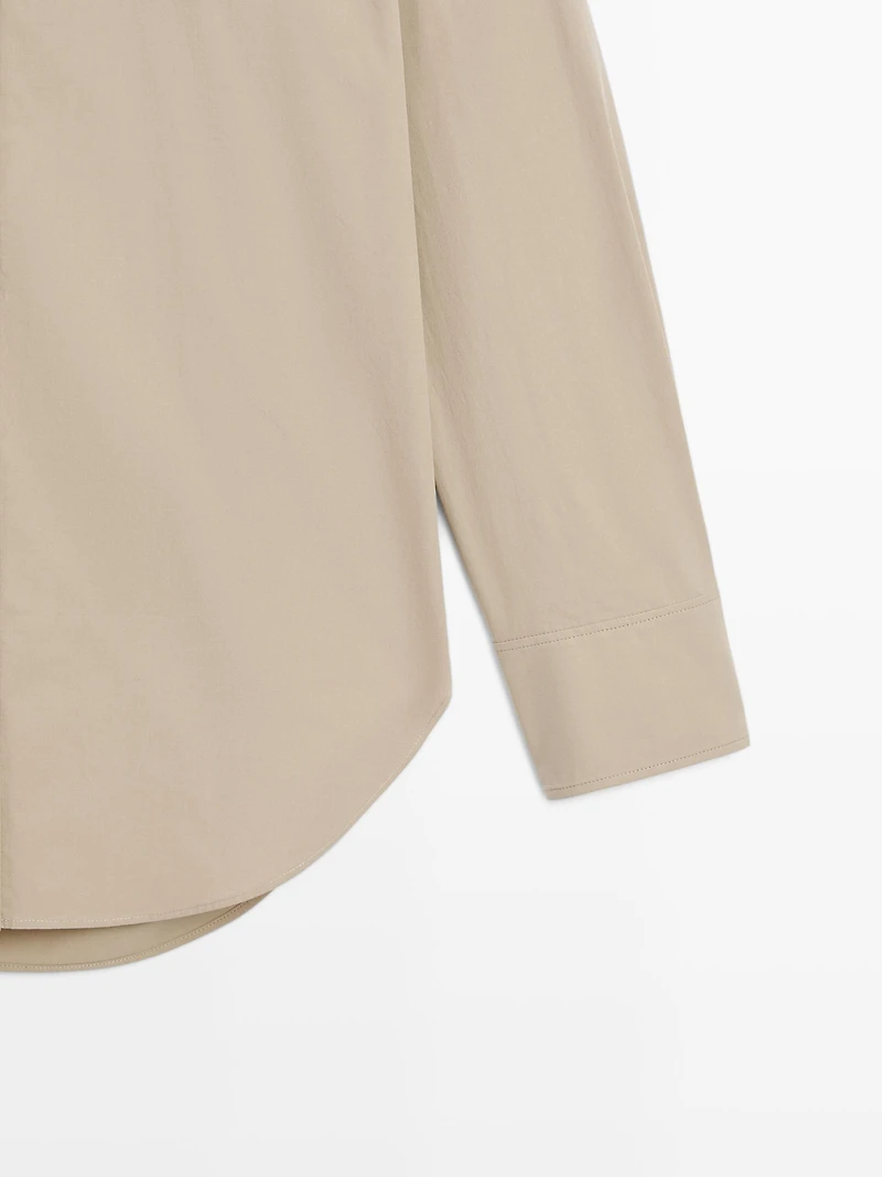 Long 100% cotton poplin shirt