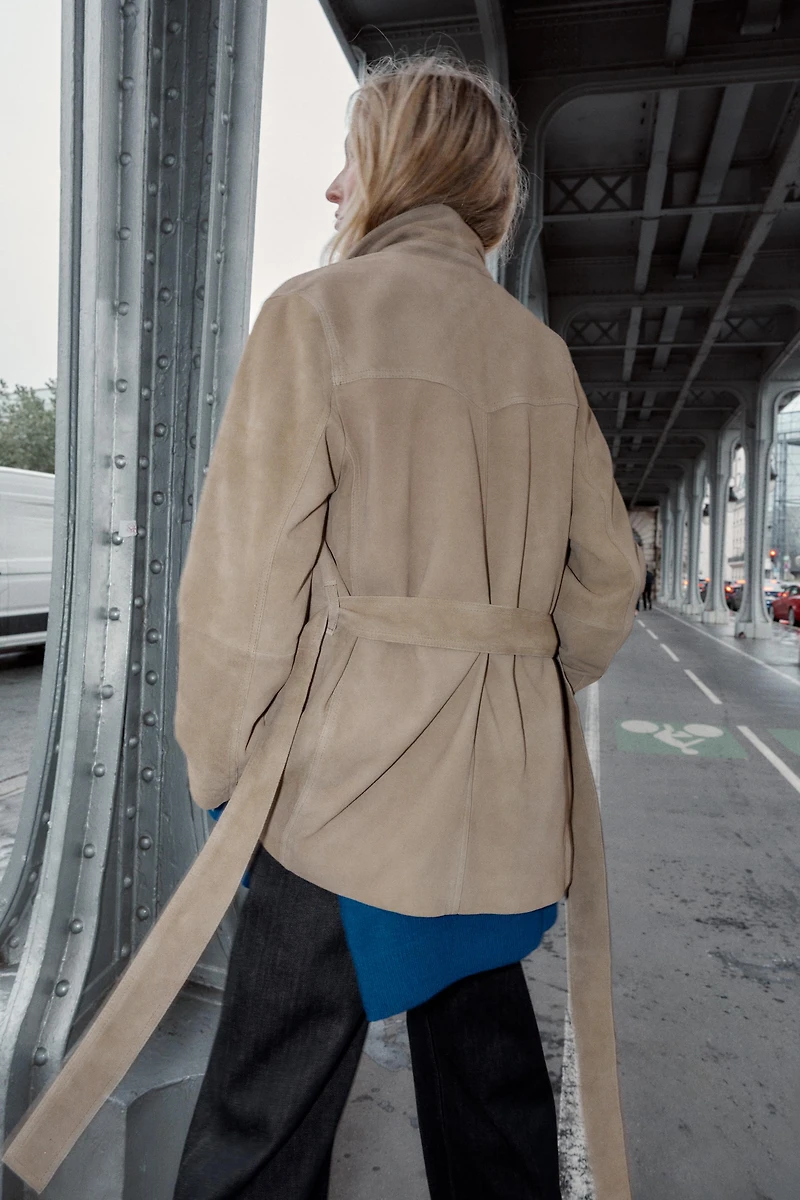 100% LEATHER BELTED JACKET