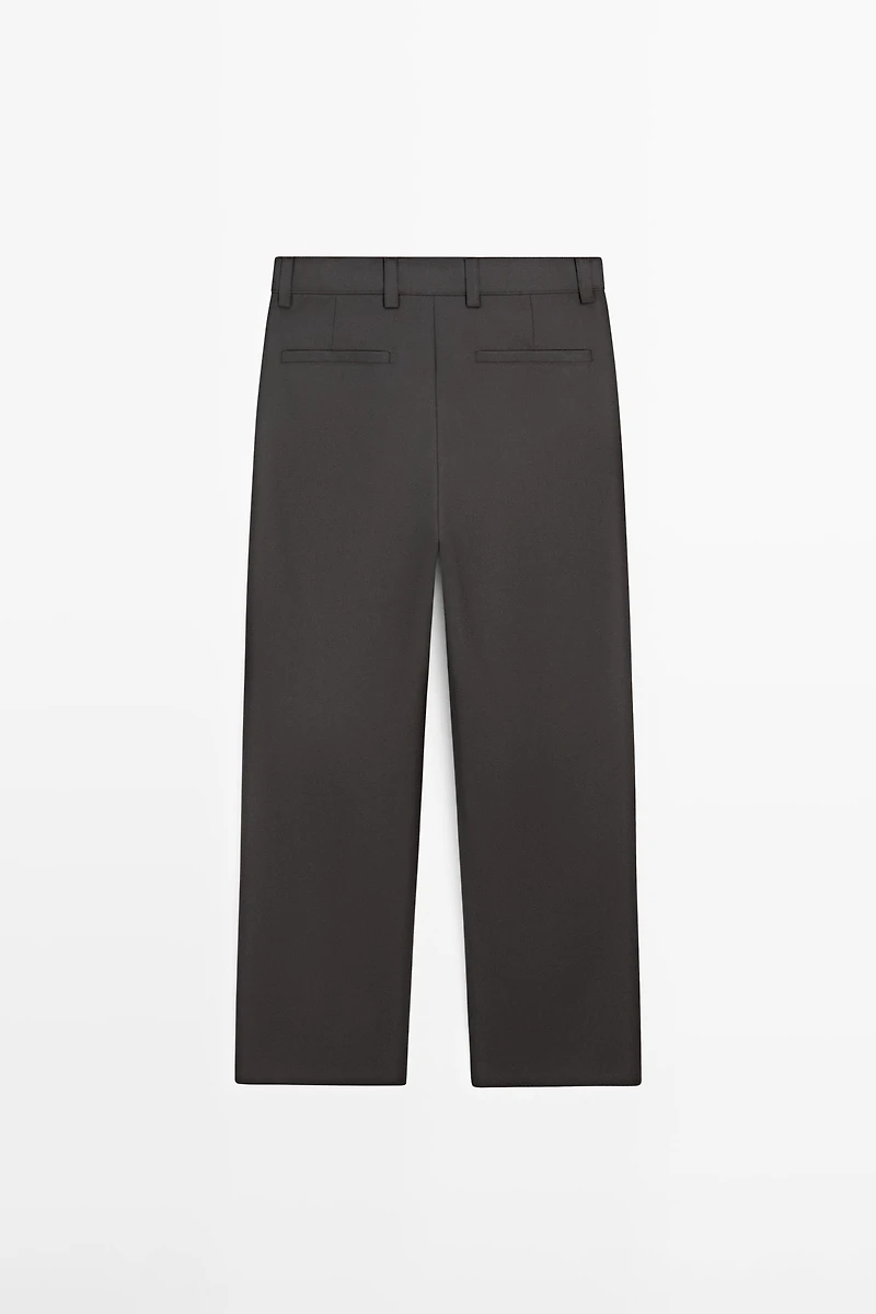 Relaxed fit wool blend trousers
