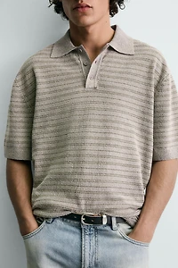 BOUCLÉ TEXTURED KNIT POLO SHIRT