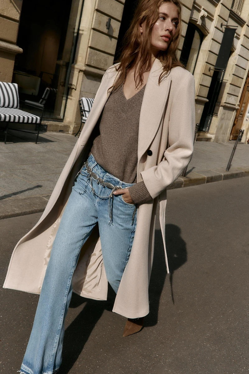 LONG BELTED WOOL COAT