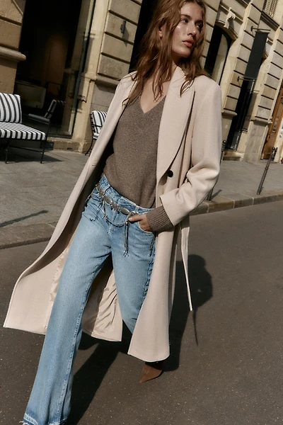 LONG BELTED WOOL COAT