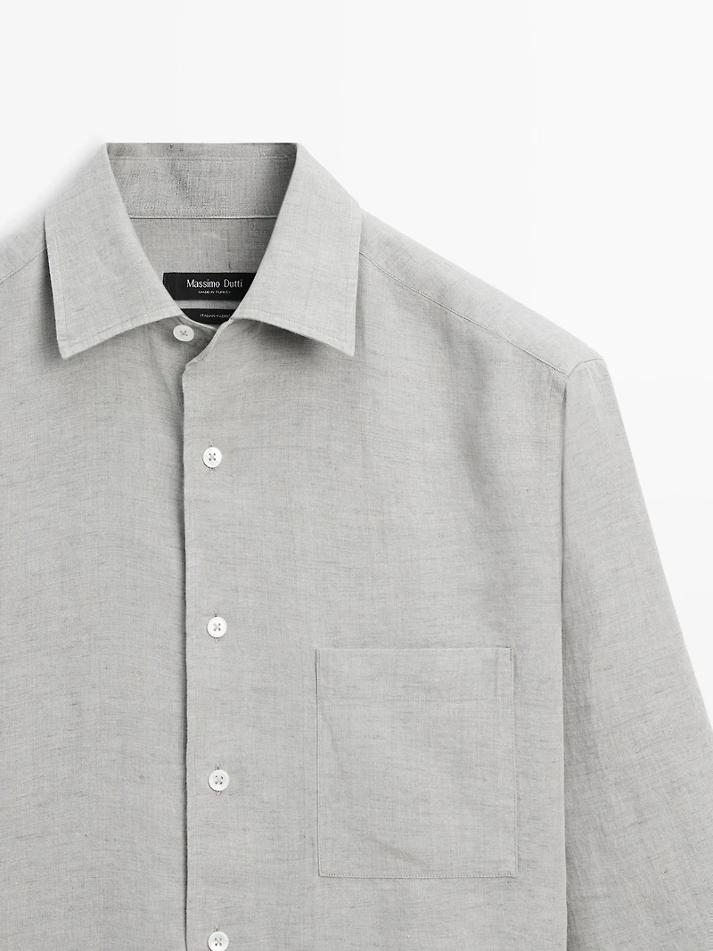 Chemise regular fit à poche 100 % lin