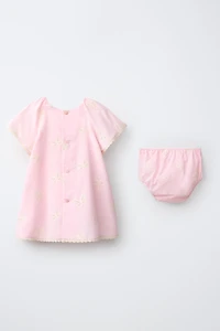 EMBROIDERED BUTTERFLY DRESS AND BLOOMER SET