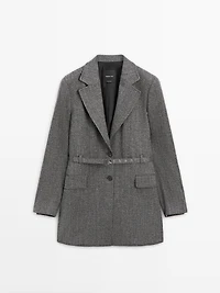 Flecked suit blazer with belt