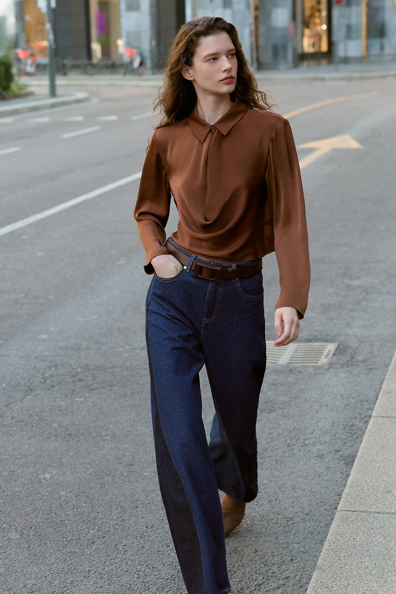 FLOWY SATIN EFFECT SHIRT
