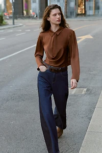 FLOWY SATIN EFFECT SHIRT