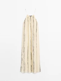 Flowing stripe print midi dress