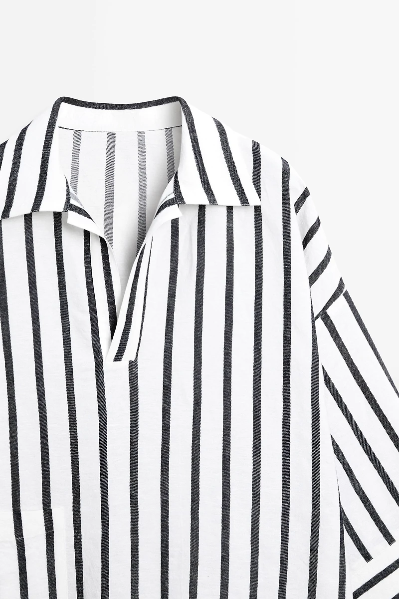 Chemise oversize à rayures avec lin
