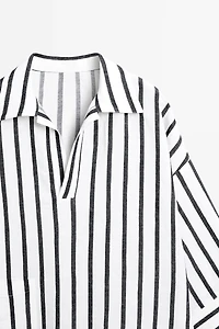 Chemise oversize à rayures avec lin