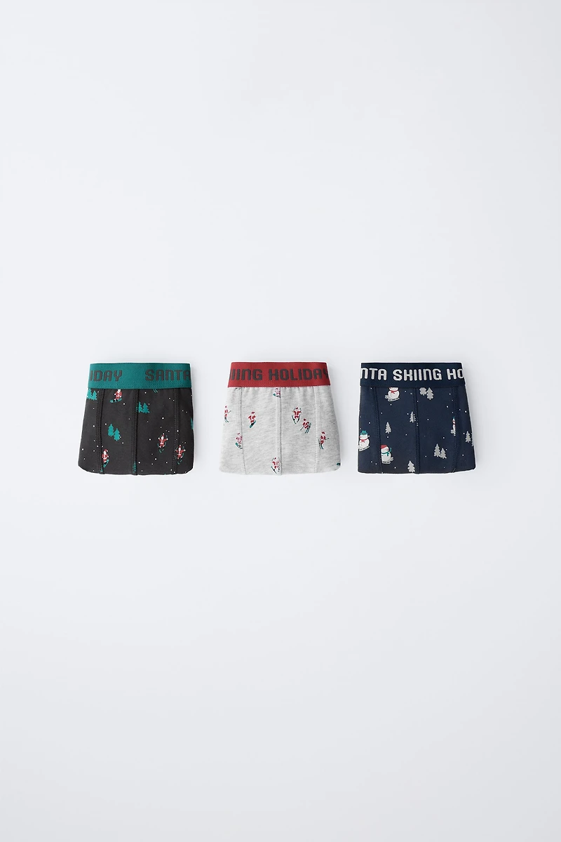 6-14 ANS/ LOT DE TROIS BOXERS PÈRE NOËL ET BONHOMME NEIGE