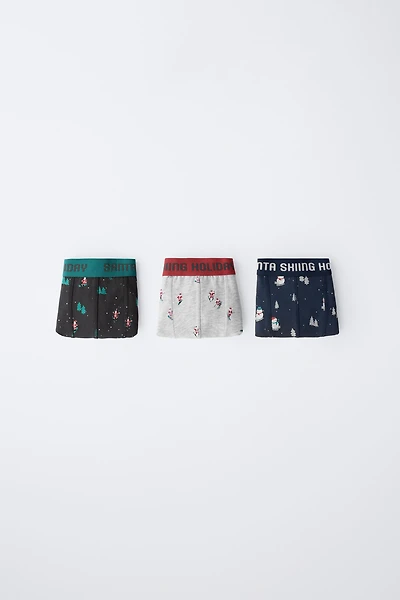 6-14 ANS/ LOT DE TROIS BOXERS PÈRE NOËL ET BONHOMME NEIGE