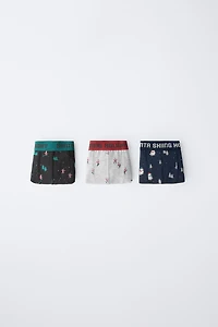 6-14 ANS/ LOT DE TROIS BOXERS PÈRE NOËL ET BONHOMME NEIGE