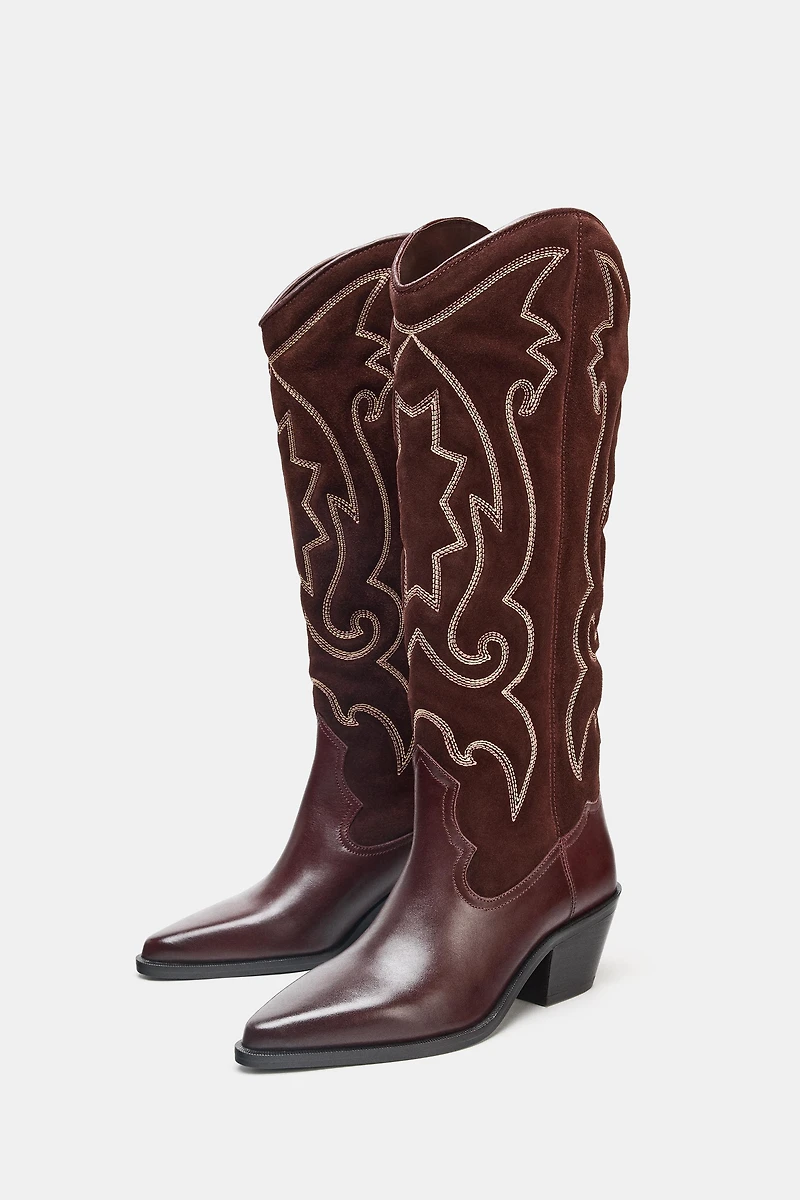 BOTTES COW-BOY EN CUIR BRODÉES