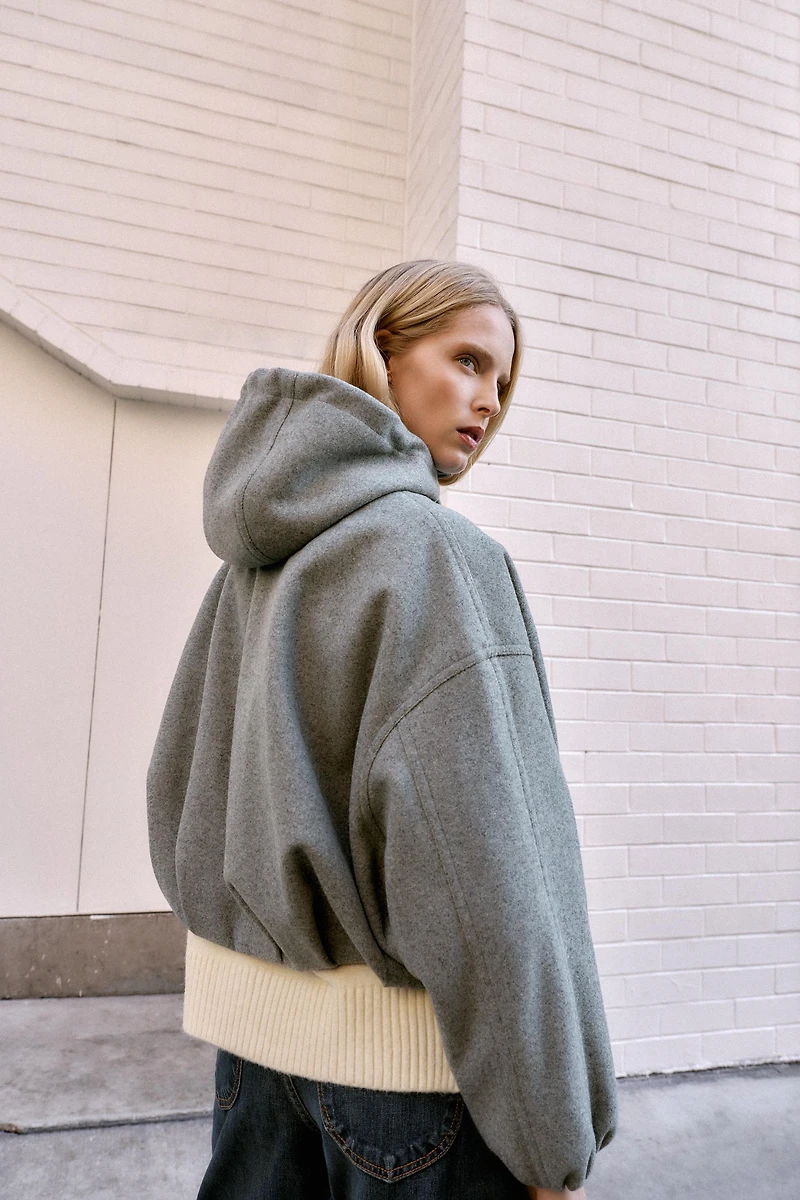 BLOUSON BOMBER OVERSIZE À CAPUCHE SOFT