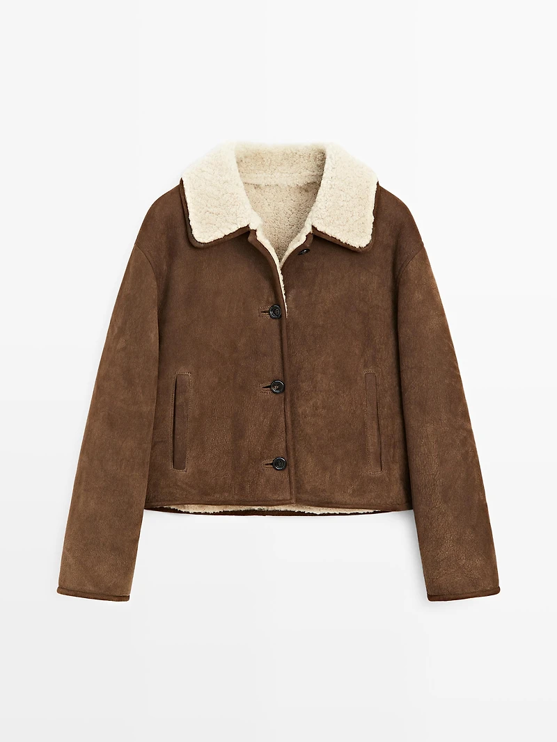 Short leather jacket with lambskin