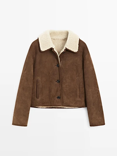 Short leather jacket with lambskin