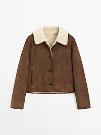 Short leather jacket with lambskin