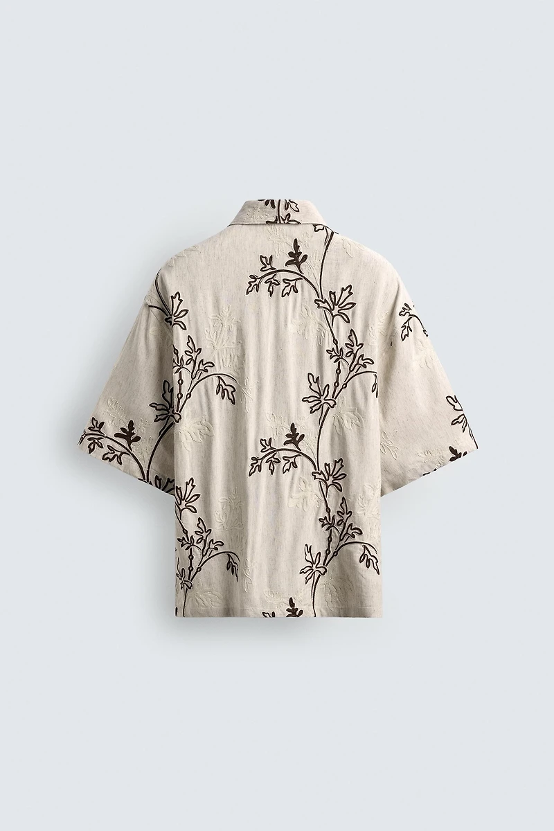 RELAXED FIT FLORAL EMBROIDERED SHIRT