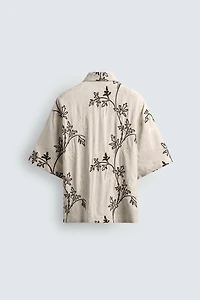 RELAXED FIT FLORAL EMBROIDERED SHIRT