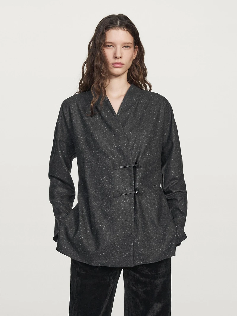 Chemisier bottonato laine avec boutons corne