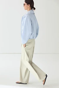 Wide-leg pants with pleated sash detail