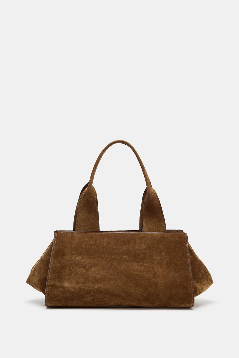 DOUBLE HANDLE SPLIT LEATHER BAG