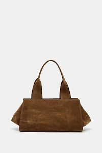 DOUBLE HANDLE SPLIT LEATHER BAG