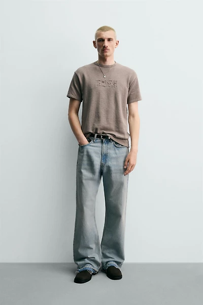 WASHED KNIT PATCH T-SHIRT