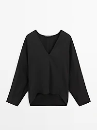 Flowing blouse with V-neckline