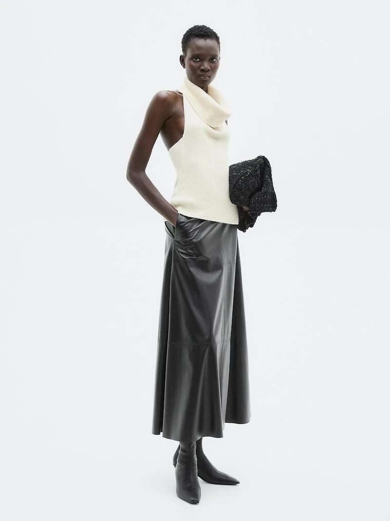 Long flared nappa leather skirt - LIMITED