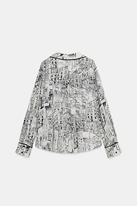PRINTED BLOUSE WITH TRIM