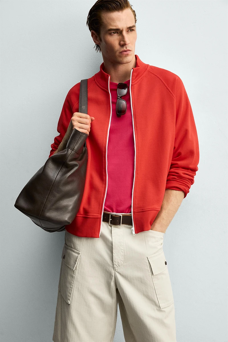 SWEAT RELAXED FIT ZIPPÉ CONTRASTANT