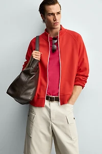 SWEAT RELAXED FIT ZIPPÉ CONTRASTANT