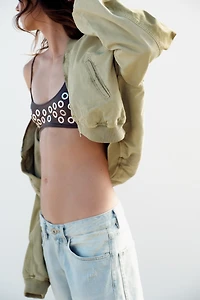 WASHED EFFECT BOMBER JACKET
