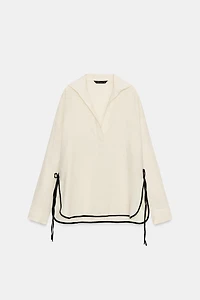100% LINEN PIPED TRIM SHIRT ZW COLLECTION